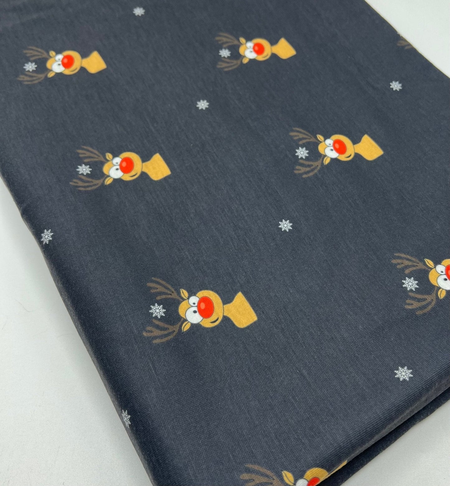 Black Rudolph Print Soft Spun Poly Stretch Fabric