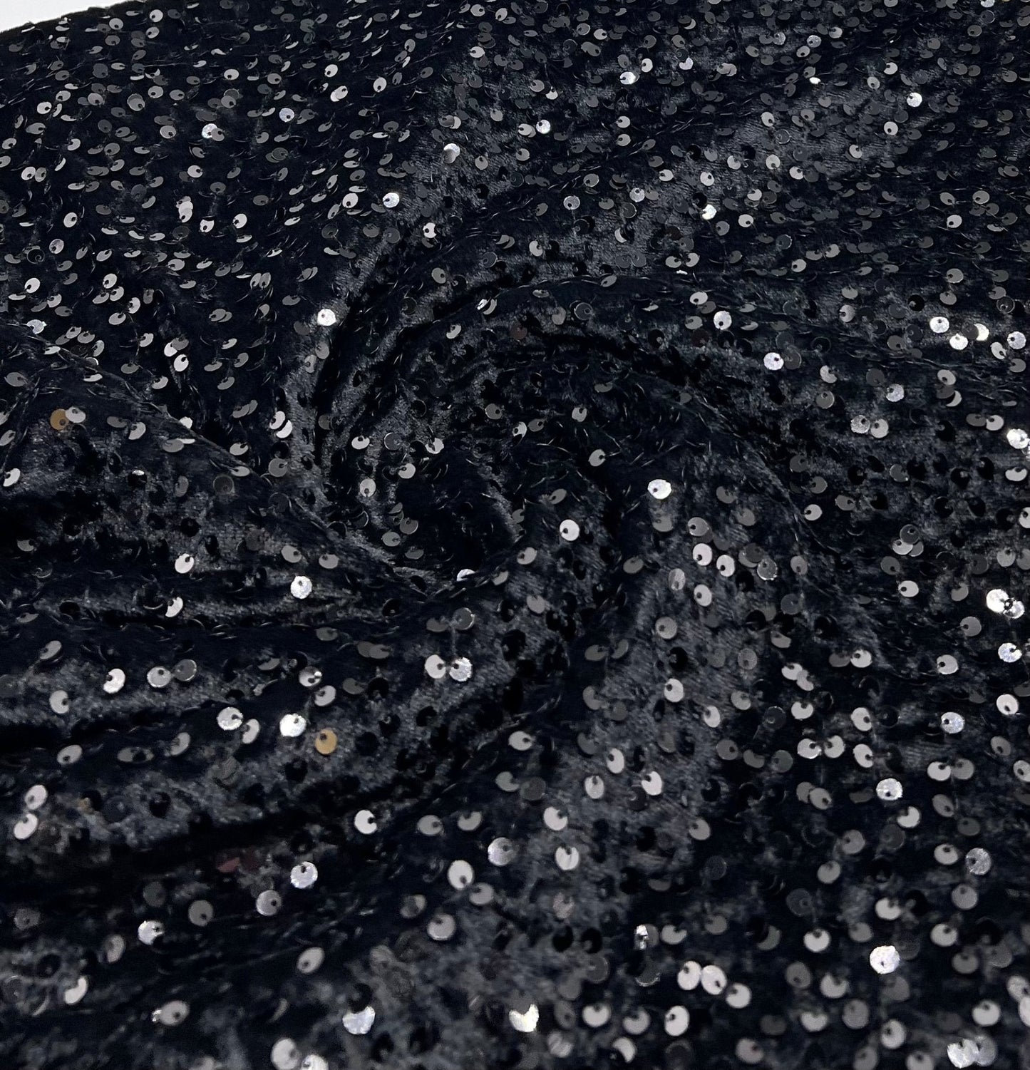 Black Sequin Velour Spandex Stretch Fabric