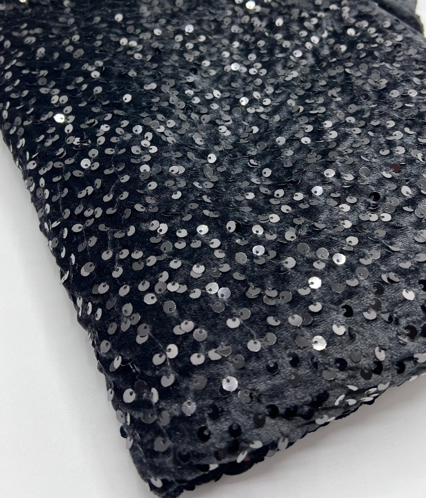 Black Sequin Velour Spandex Stretch Fabric