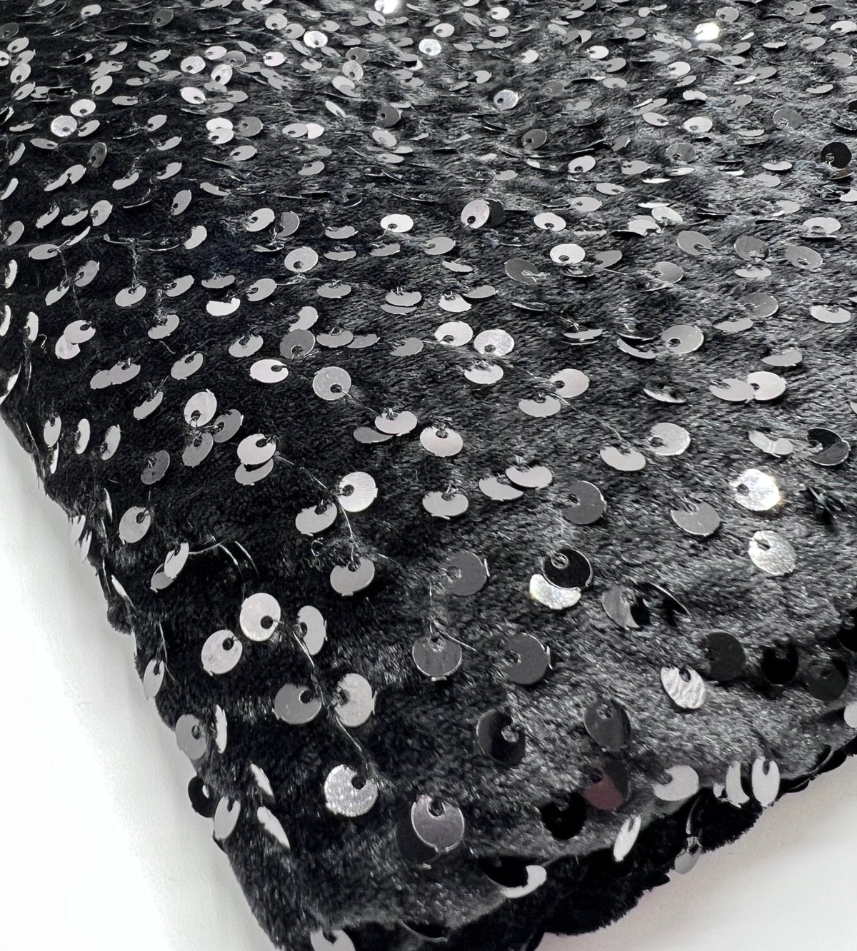 Black Sequin Velour Spandex Stretch Fabric