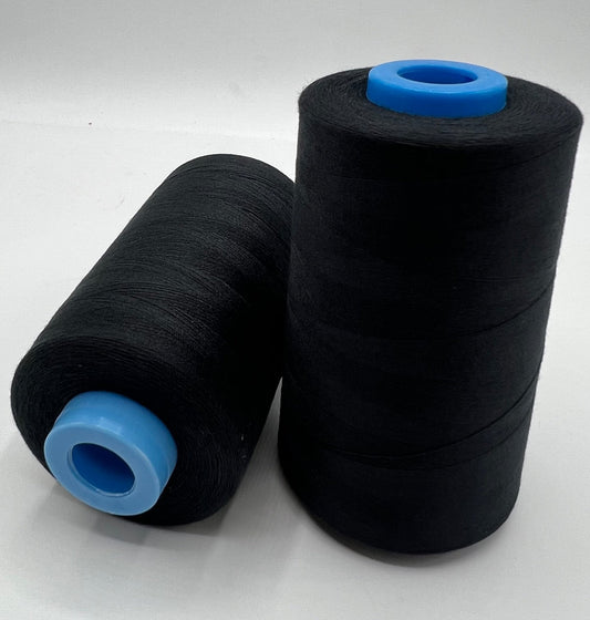 Black Sewing Thread Spun Polyester 120's Overlocking 5000 Yards