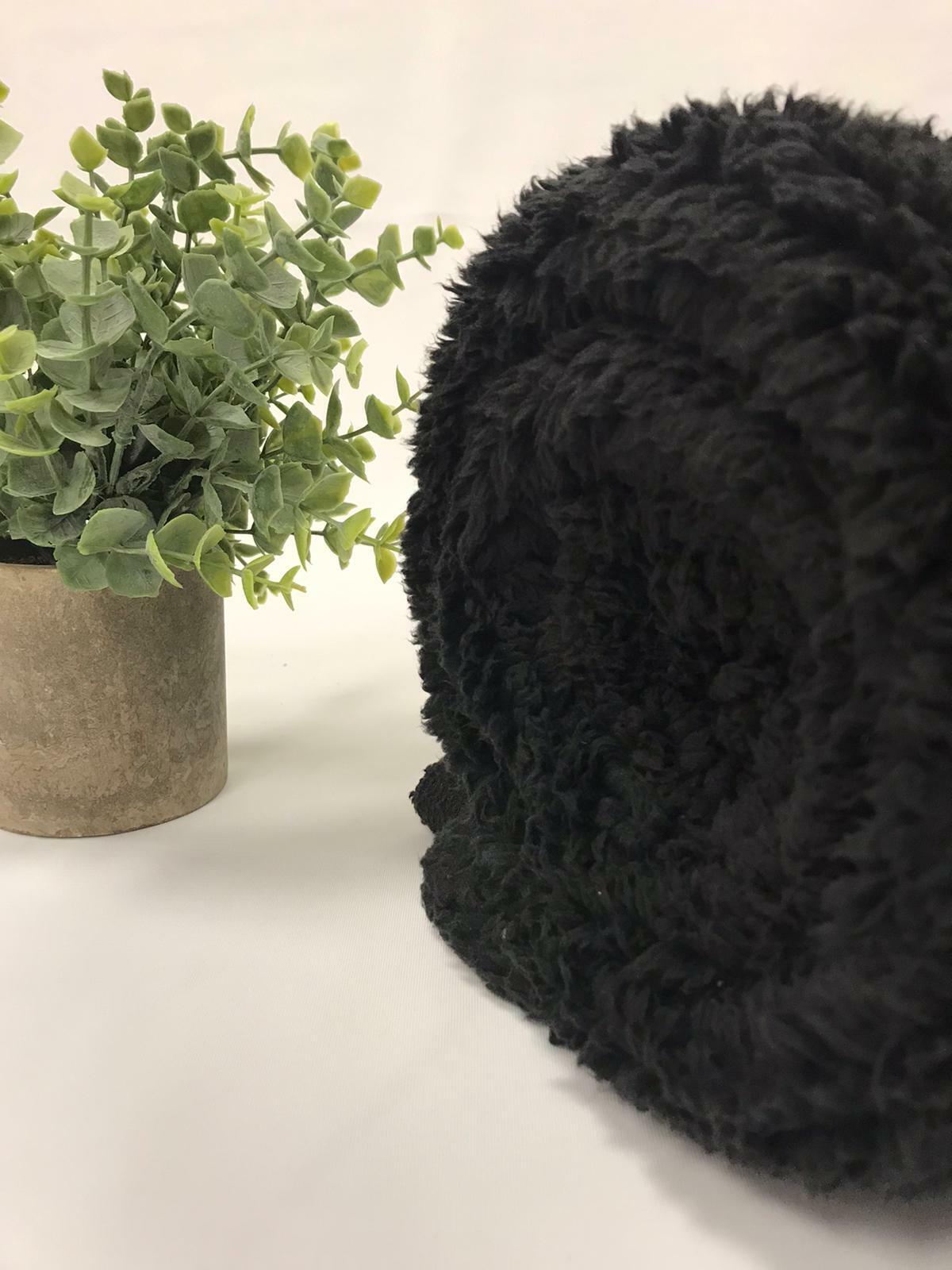 Black Sherpa Fleece Fluffy Borg Faux Fur Fabric 60"