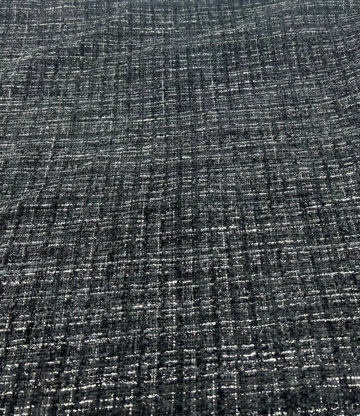Black Shimmer Channel Style Boucle Tweed Non Stretch Fabric