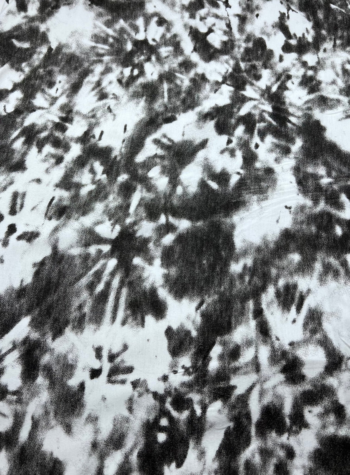 Black Silver Grey Tie Dye Print Viscose Elastane Fabric