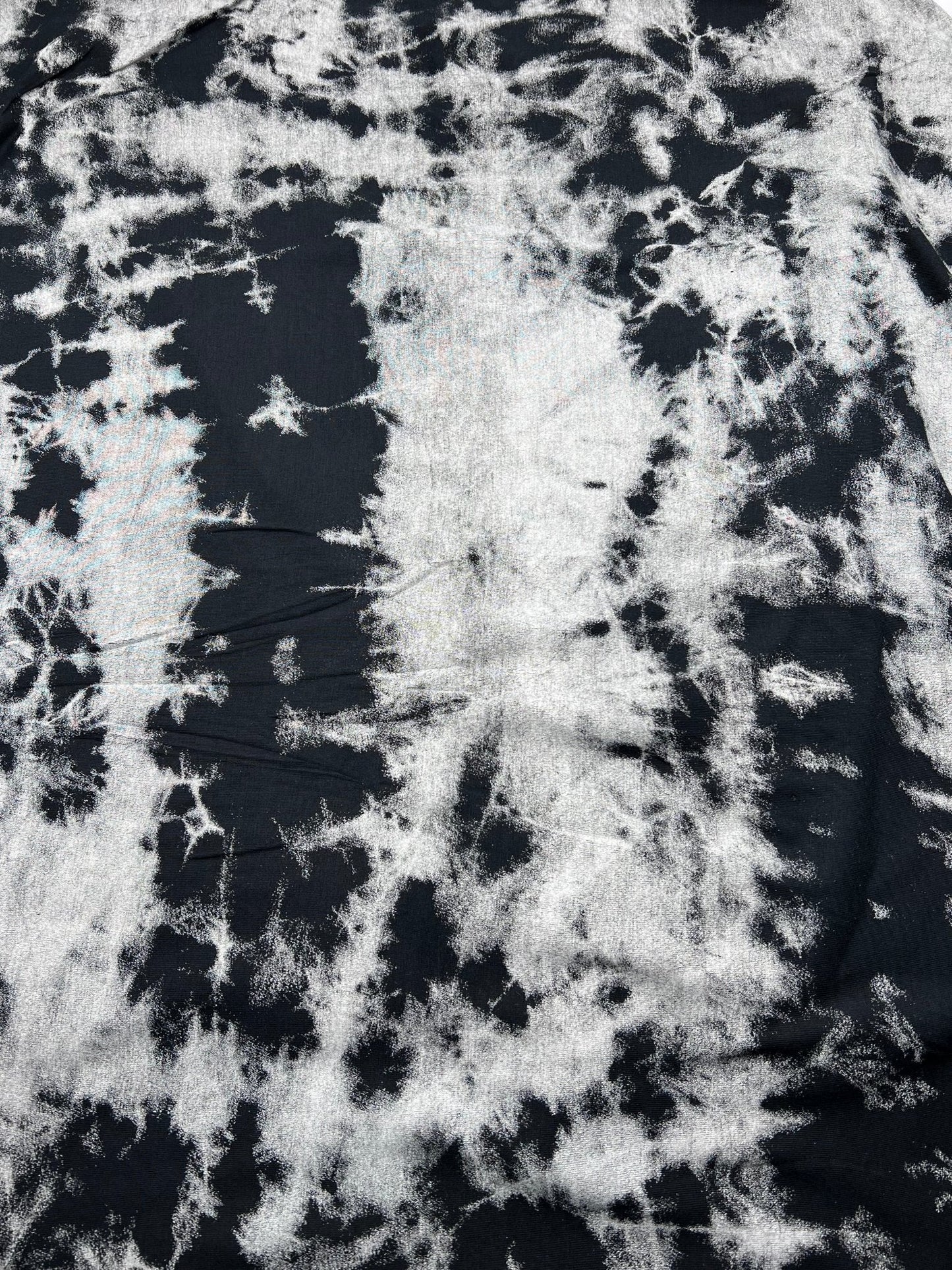 Black Silver Grey Tie Dye Print Viscose Elastane Fabric