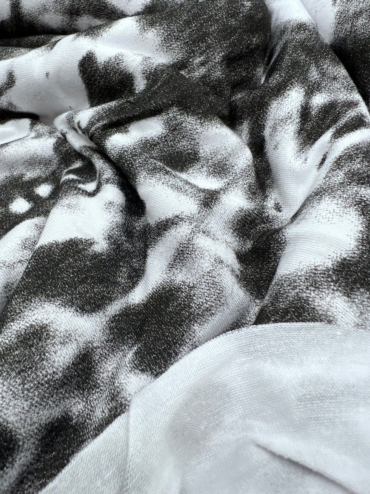 Black Silver Grey Tie Dye Print Viscose Elastane Fabric