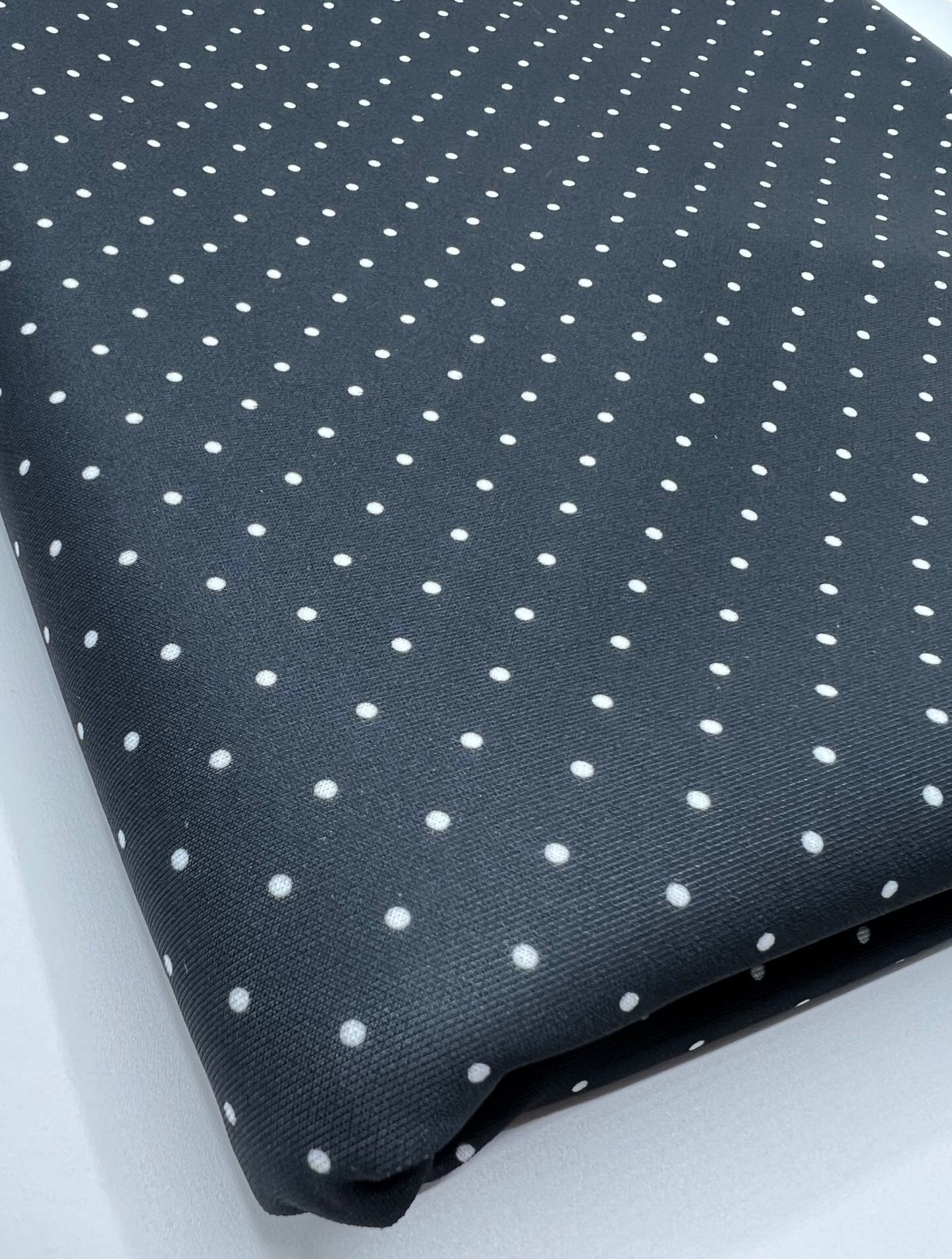 Black Small Polka Dot Printed Plain Scuba 4 Way Stretch Jersey Fabric