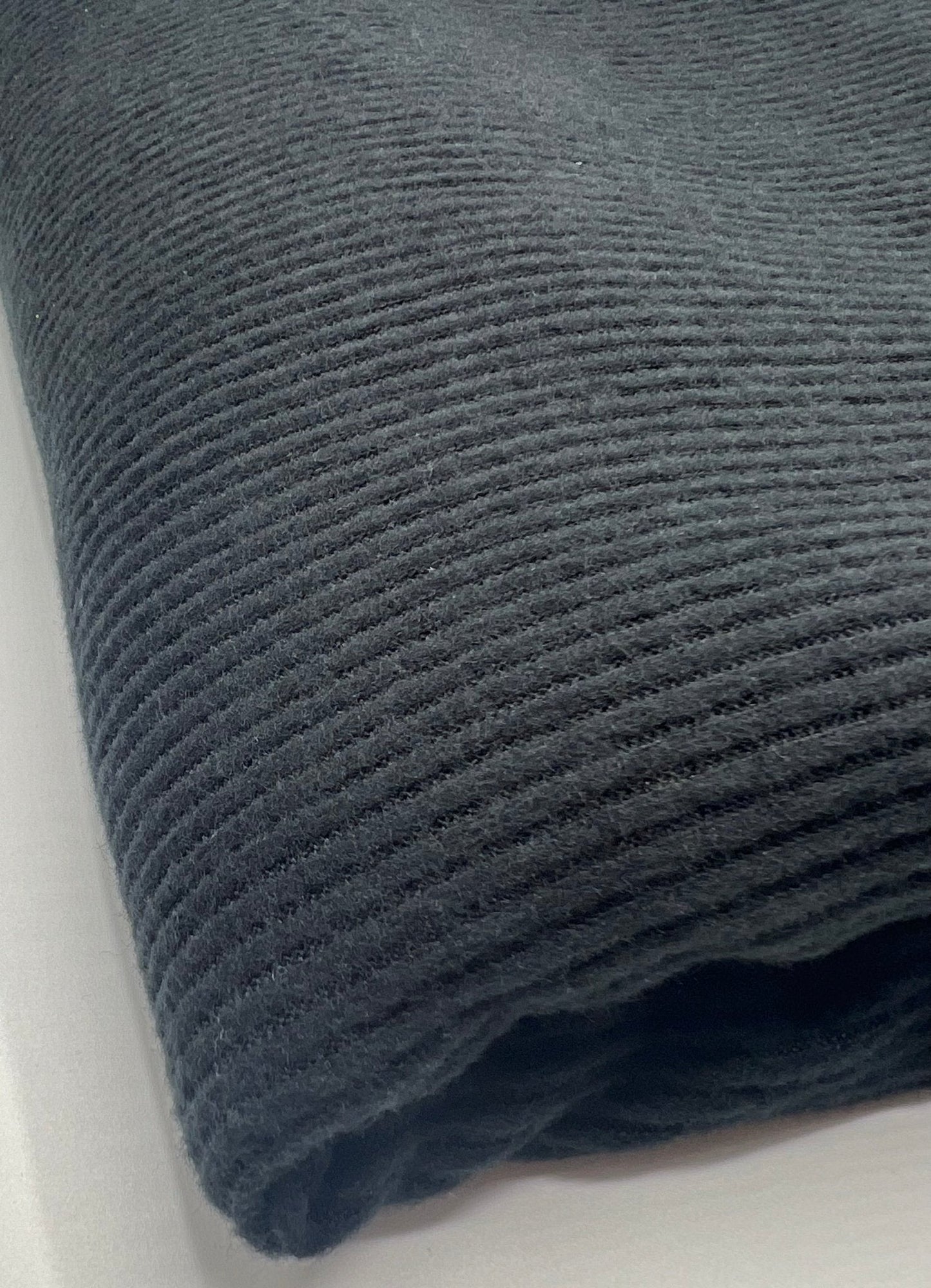 Black Soft Brushed Cosy Wide Rib Stretch Fabric