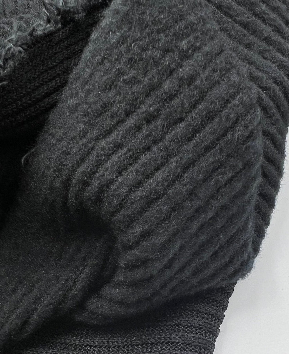 Black Soft Brushed Cosy Wide Rib Stretch Fabric