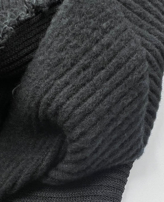 Black Soft Brushed Cosy Wide Rib Stretch Fabric