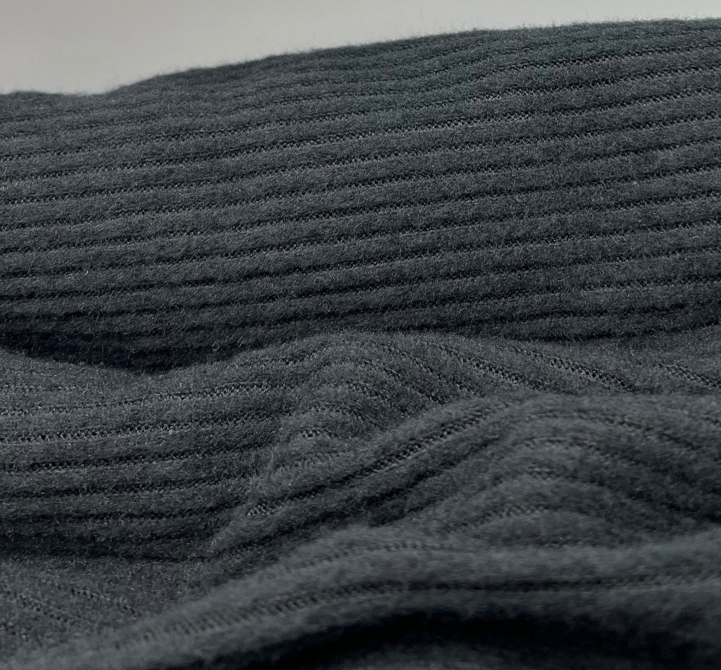 Black Soft Brushed Cosy Wide Rib Stretch Fabric