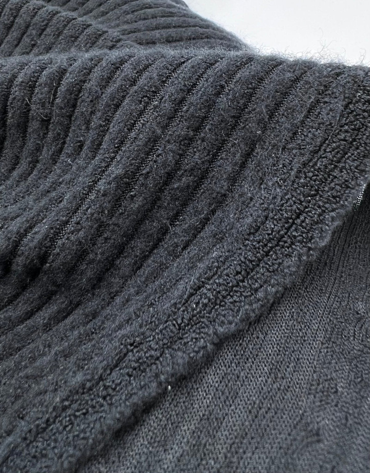 Black Soft Light Brushed Cosy Wide Rib Stretch Fabric