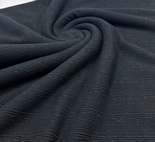 Black Soft Striped Textured Stretch Fabric