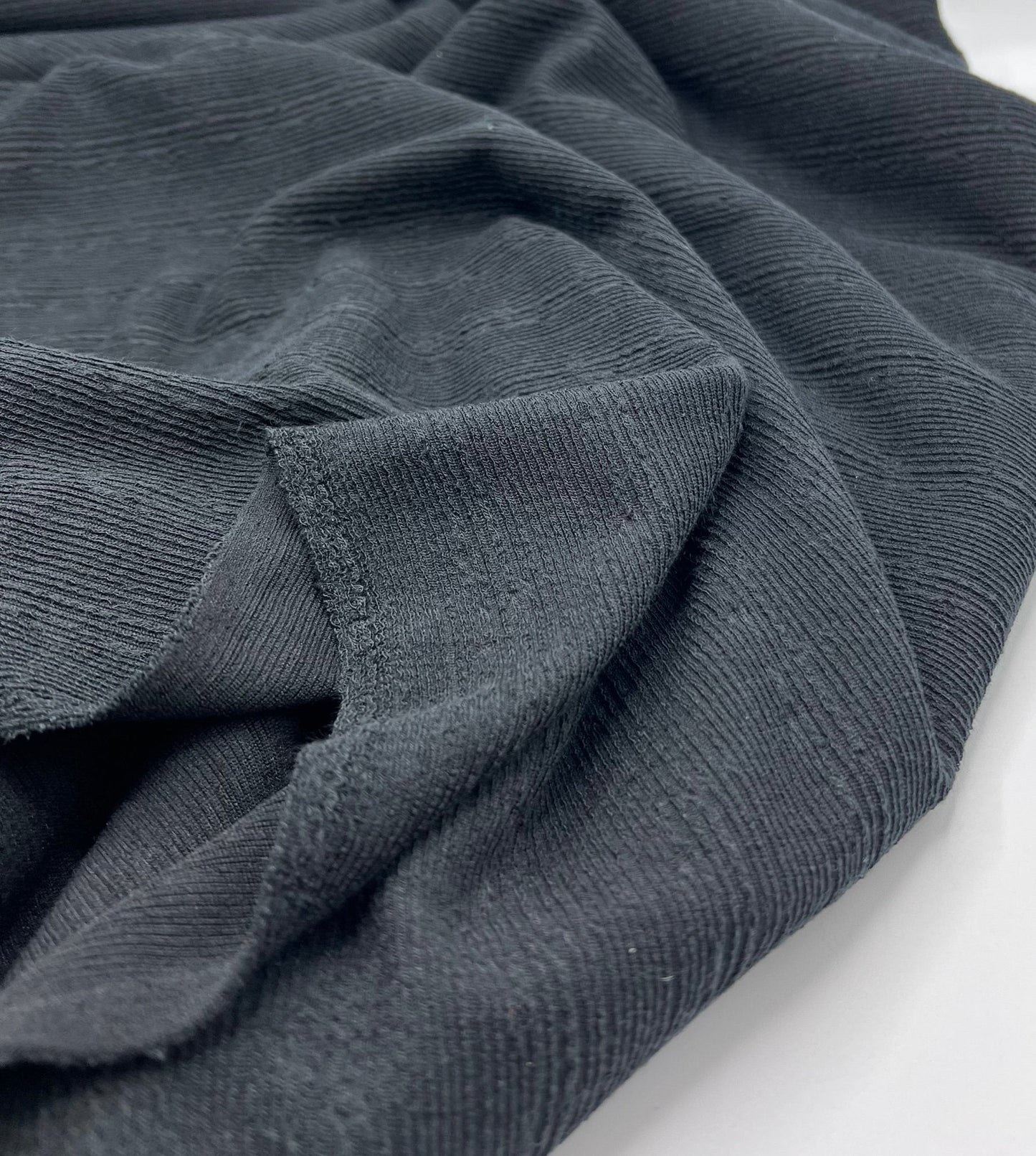 Black Soft Striped Textured Stretch Fabric
