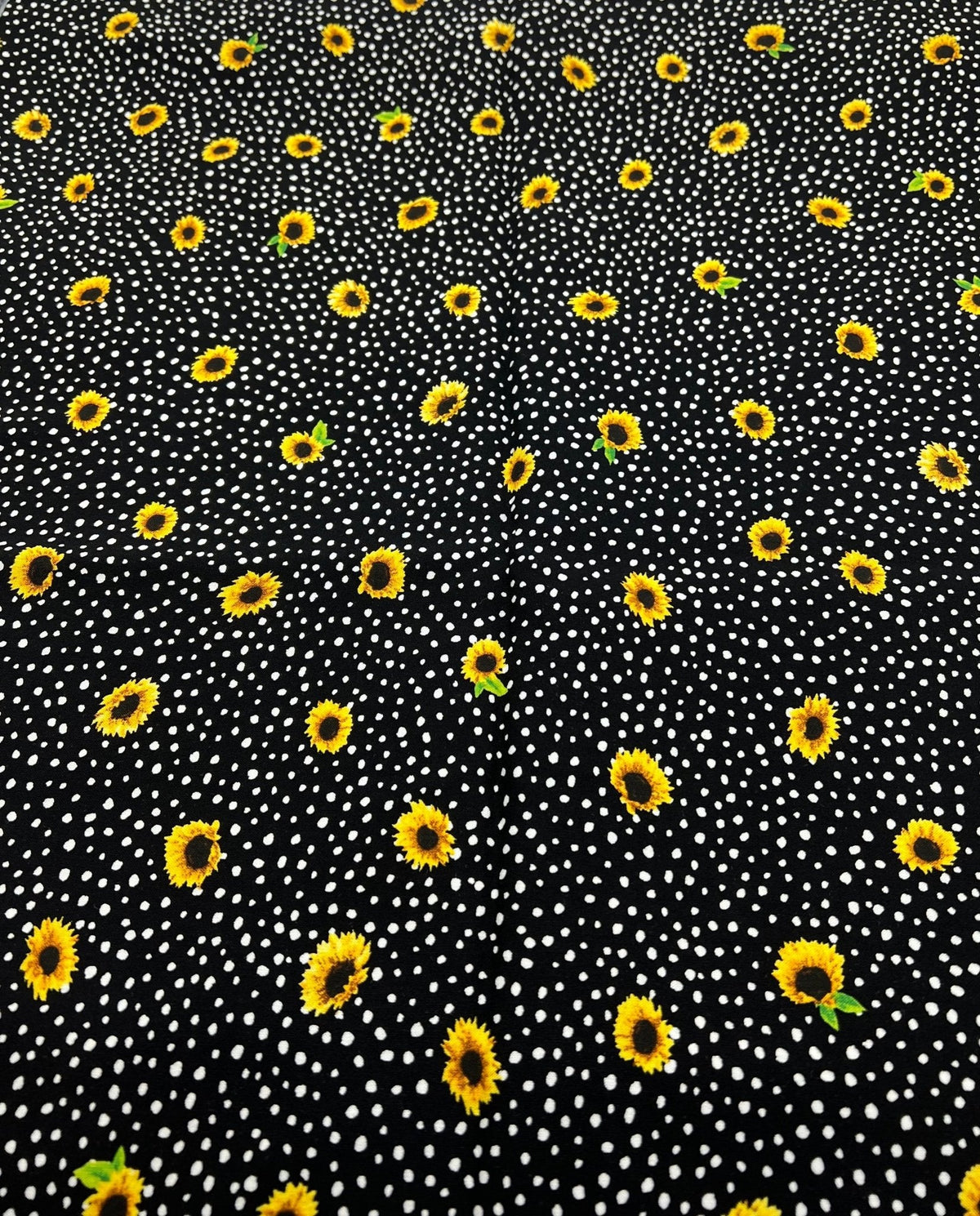 Black Spot Sunflower Lightweight Non Stretch Woven Fabric