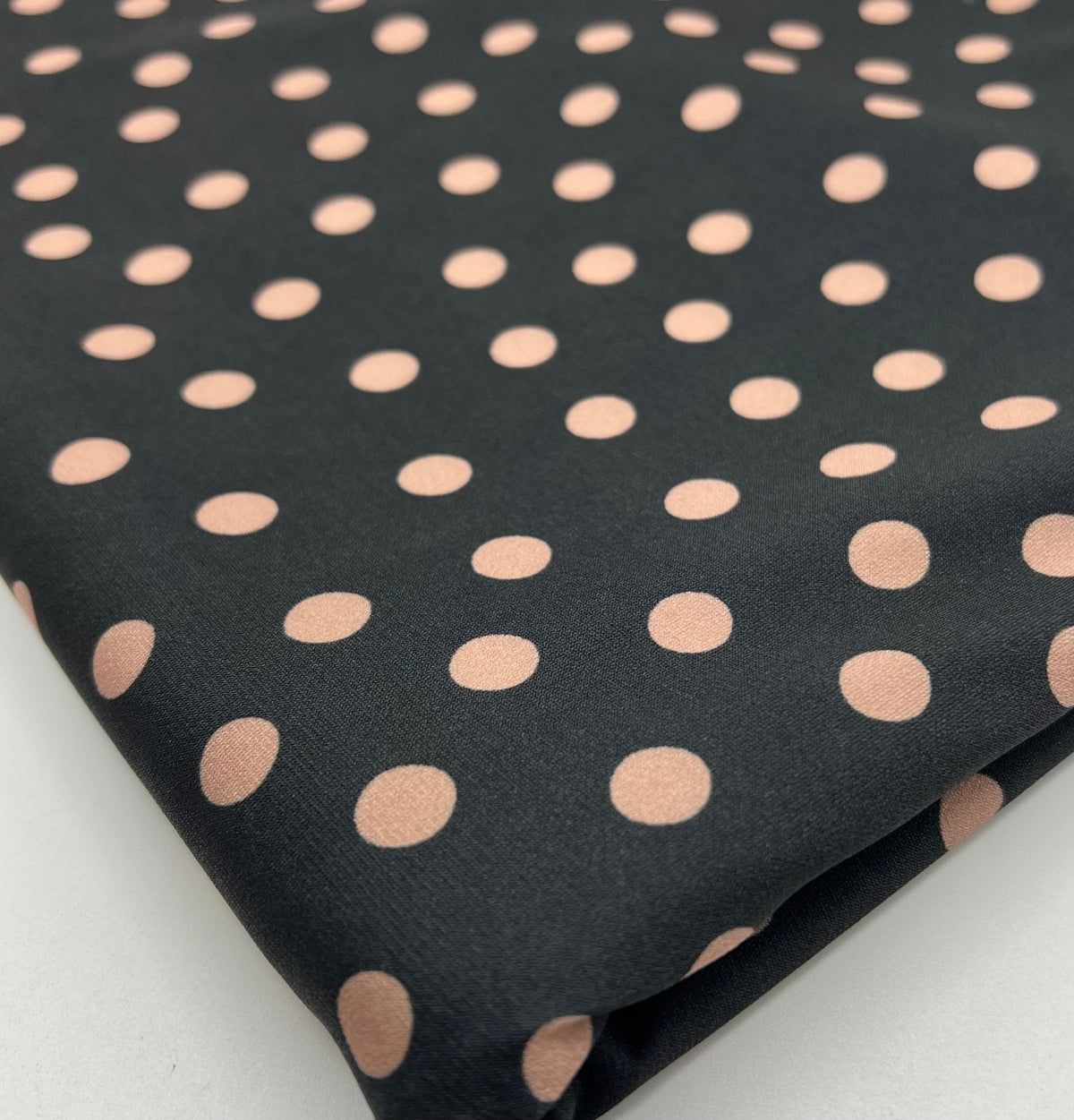 Black Stone Polka Spot Print ITY Fabric 2 Way Stretch