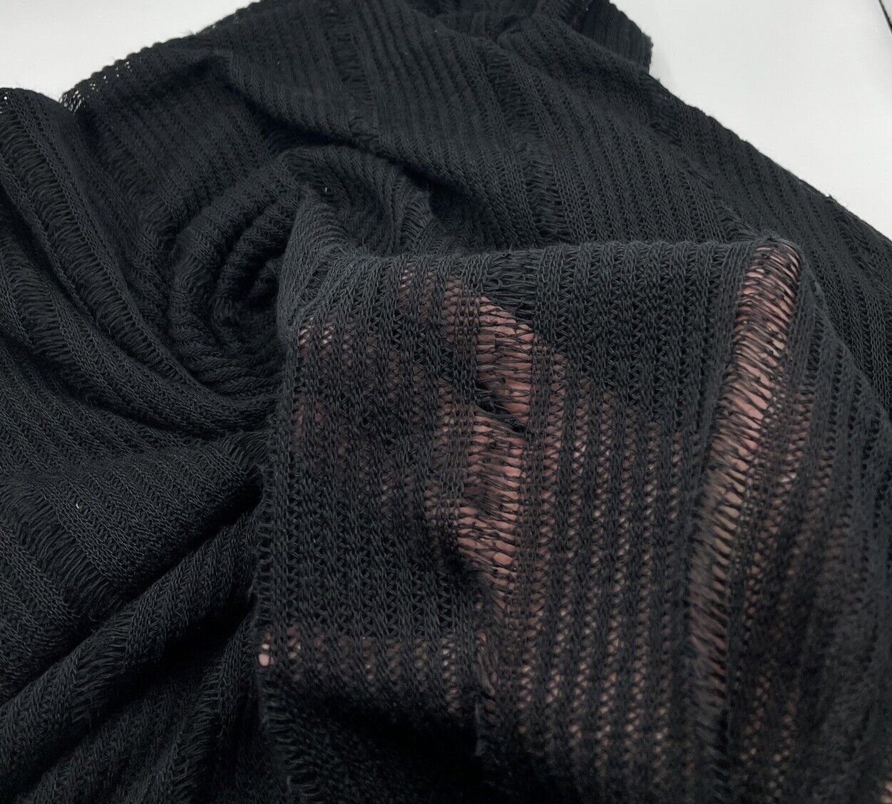 Black Stripe Knitted Stretch Fabric