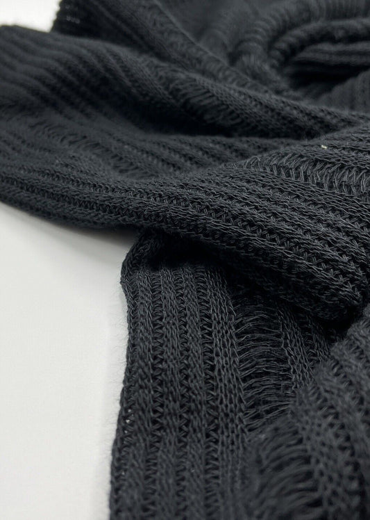 Black Stripe Knitted Stretch Fabric
