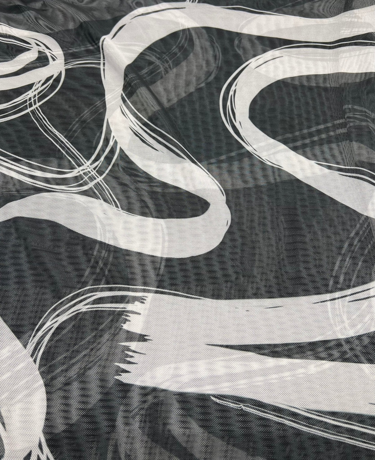 Black Swirl Print Mesh Fabric Stretch