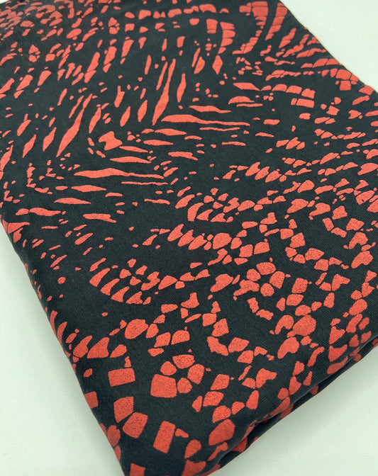 Black Terracotta Spot Mix Viscose Elastane 4 Way Stretch Fabric