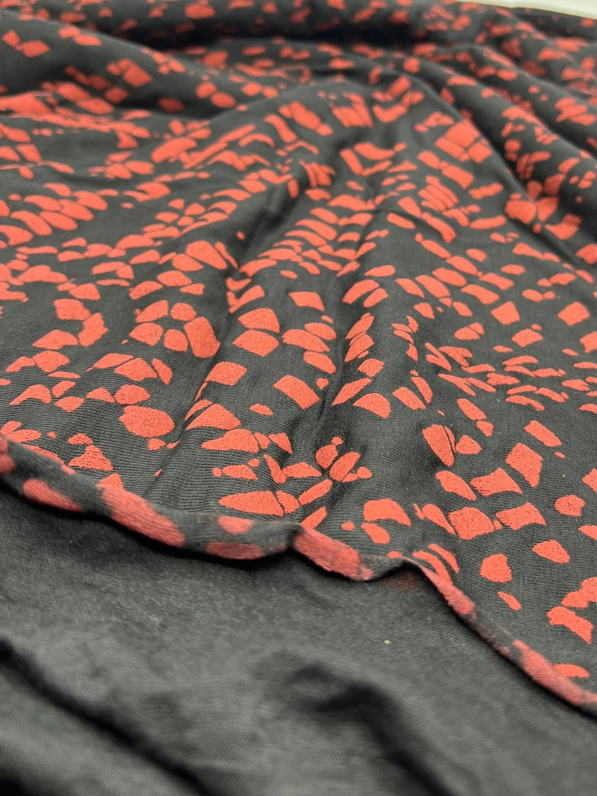 Black Terracotta Spot Mix Viscose Elastane 4 Way Stretch Fabric
