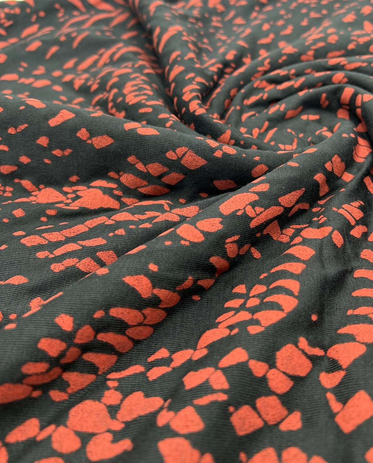 Black Terracotta Spot Mix Viscose Elastane 4 Way Stretch Fabric