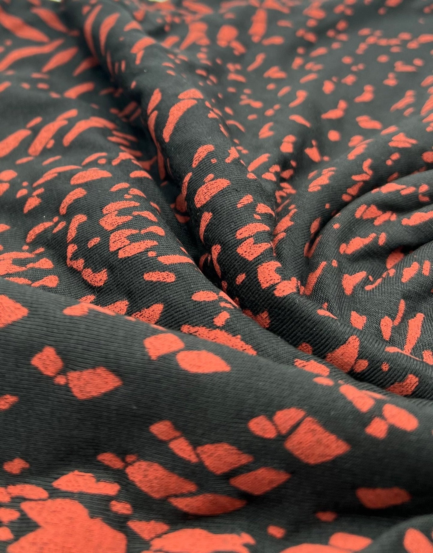 Black Terracotta Spot Mix Viscose Elastane 4 Way Stretch Fabric