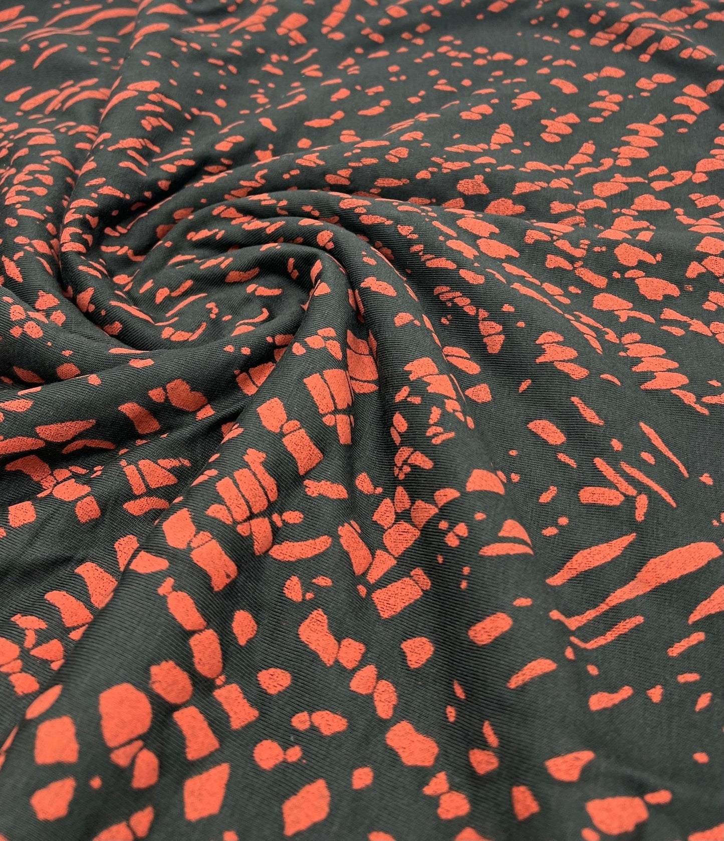 Black Terracotta Spot Mix Viscose Elastane 4 Way Stretch Fabric