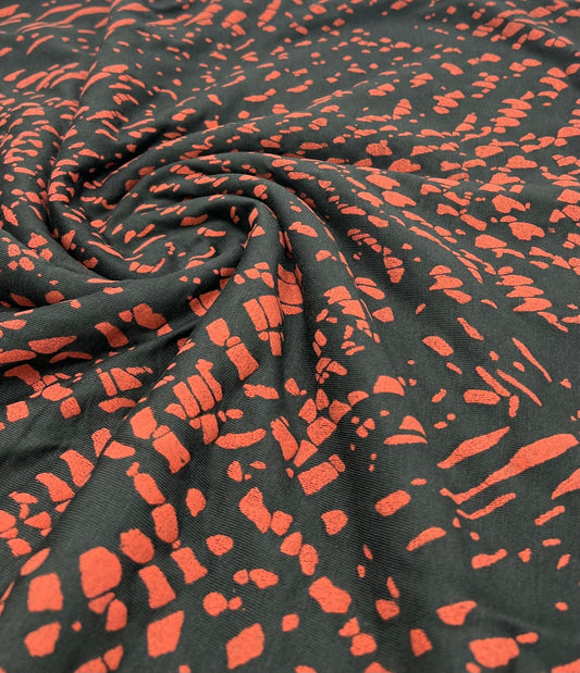 Black Terracotta Spot Mix Viscose Elastane 4 Way Stretch Fabric