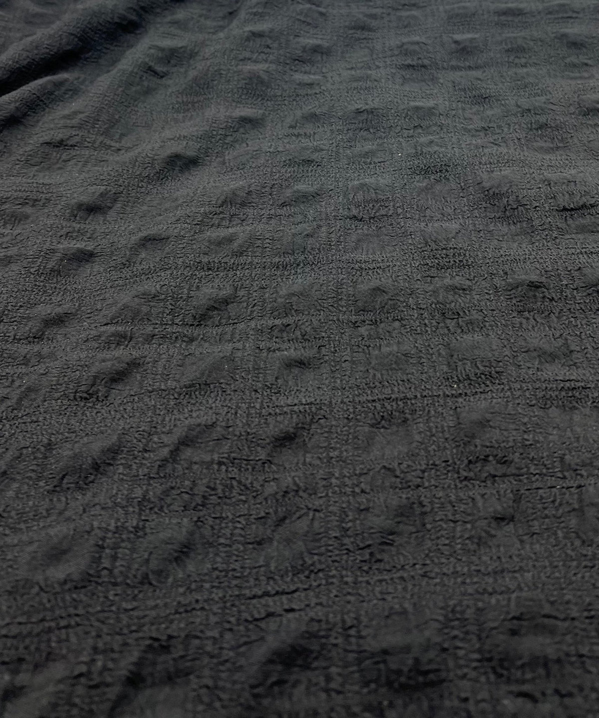Black Textured Bubble Non Stretch Fabric