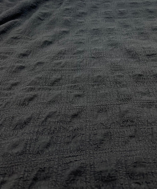Black Textured Bubble Non Stretch Fabric