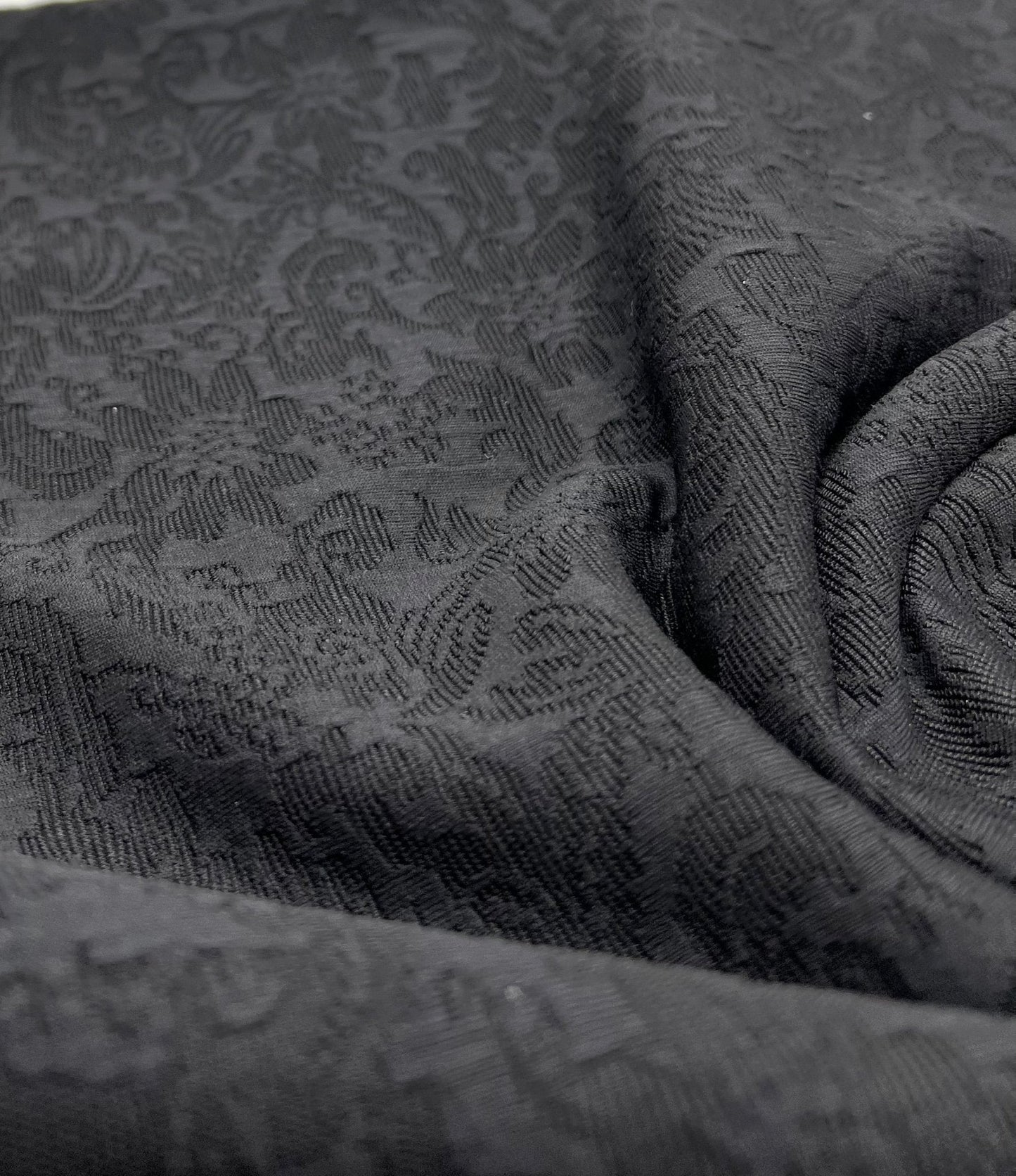 Black Textured Jacquard 2 Way Stretch Fabric
