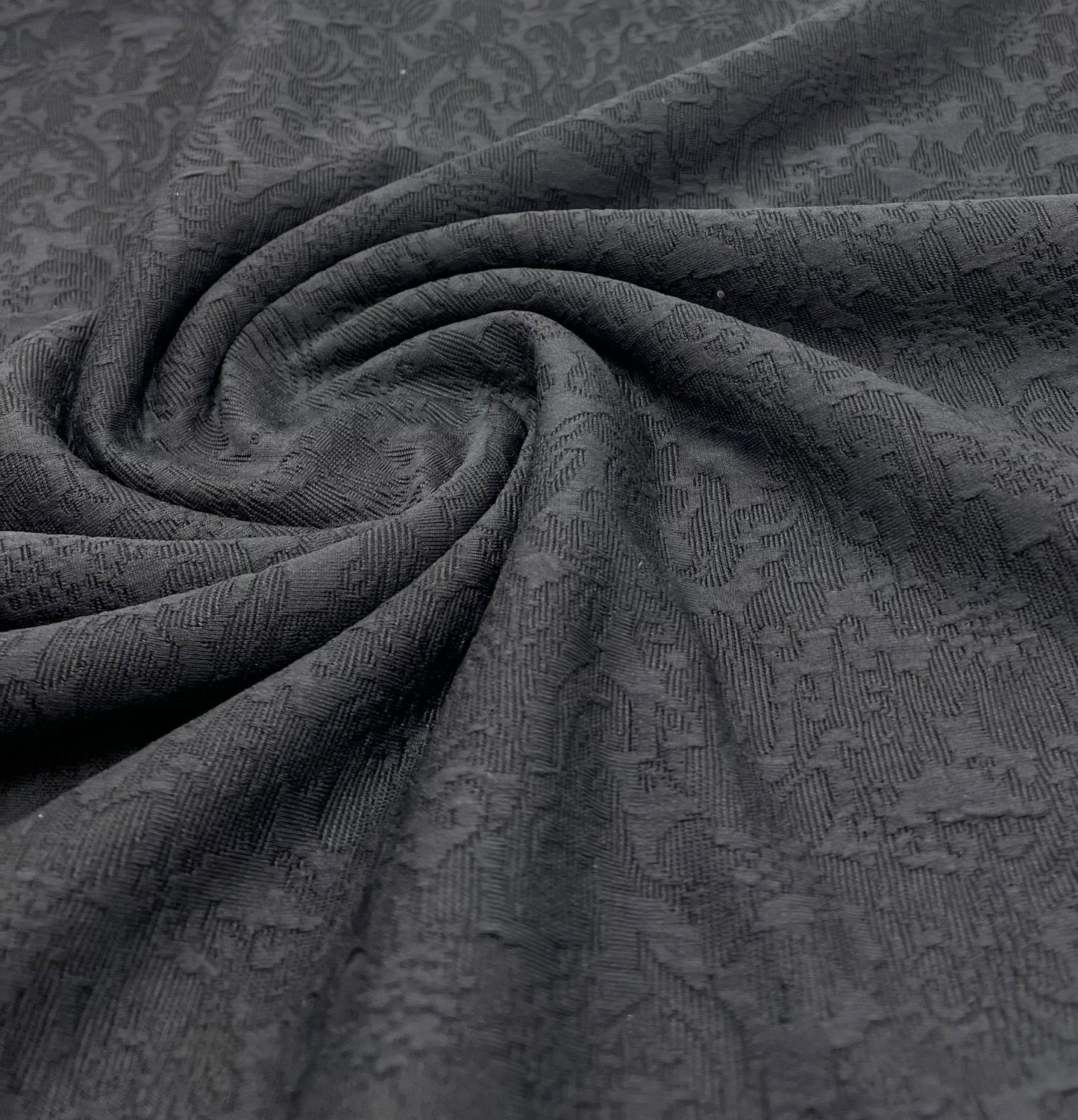Black Textured Jacquard 2 Way Stretch Fabric