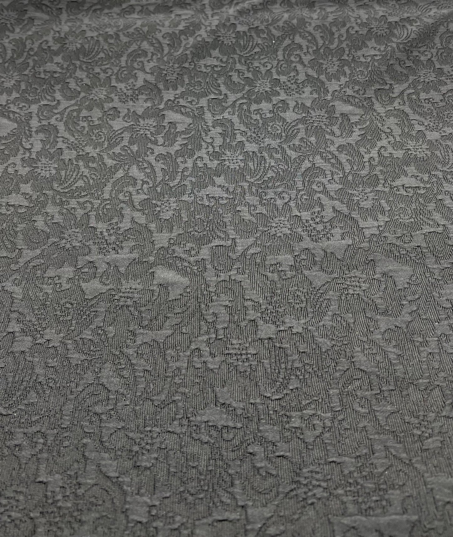 Black Textured Jacquard 2 Way Stretch Fabric