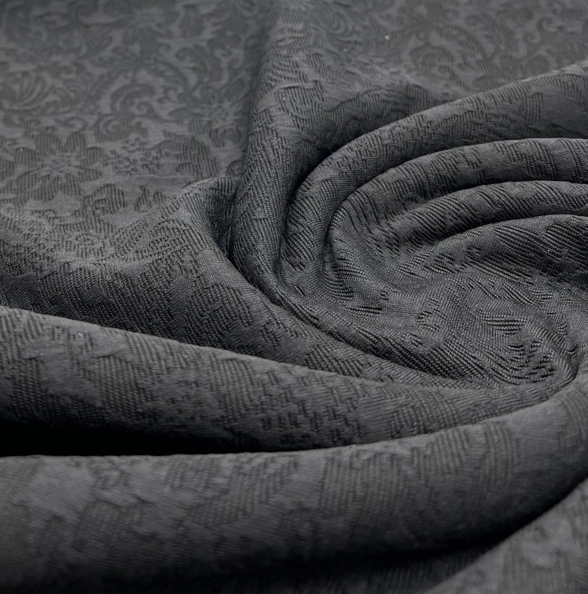 Black Textured Jacquard 2 Way Stretch Fabric