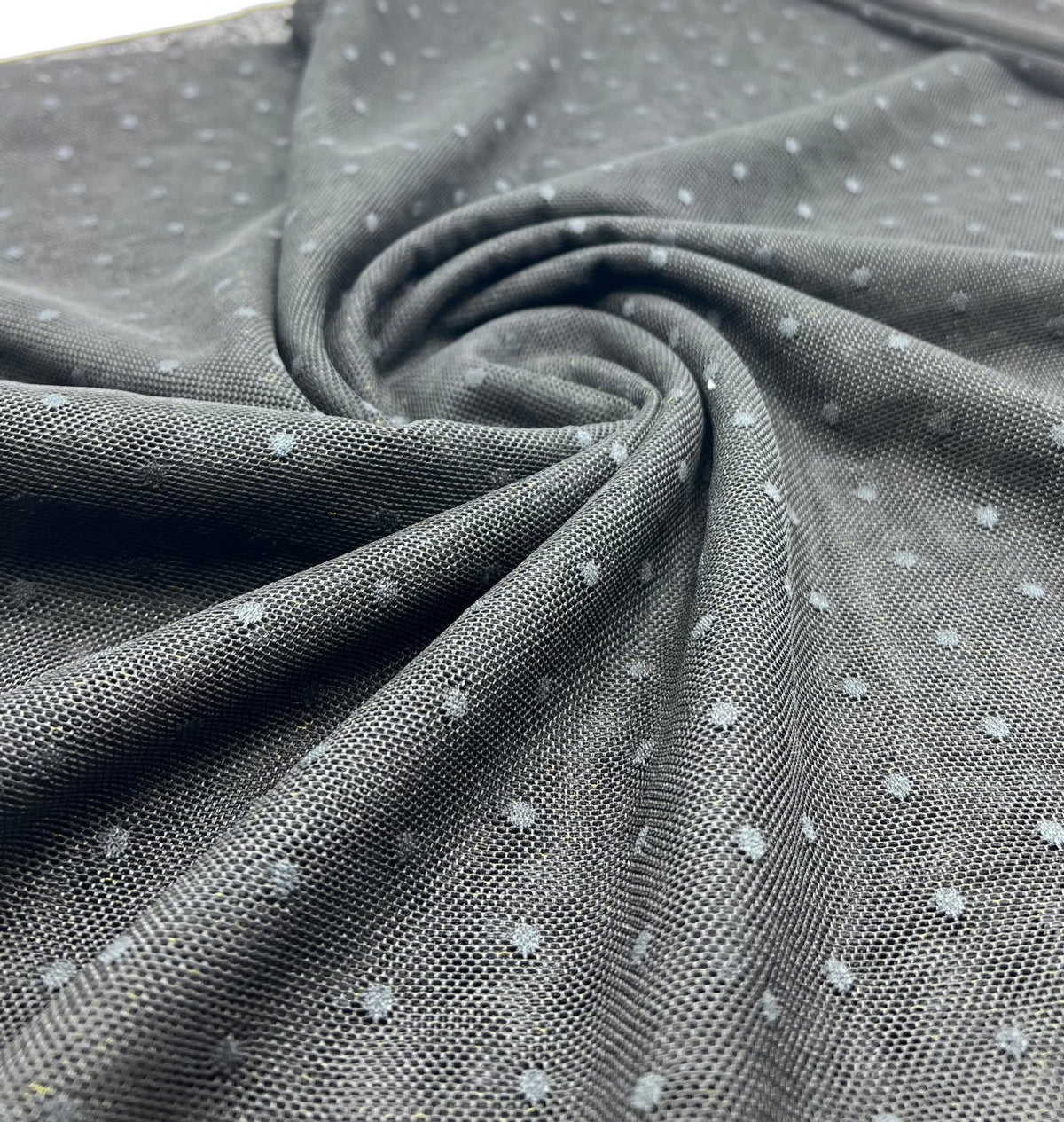 Black Textured Spot Mesh Fabric Stretch