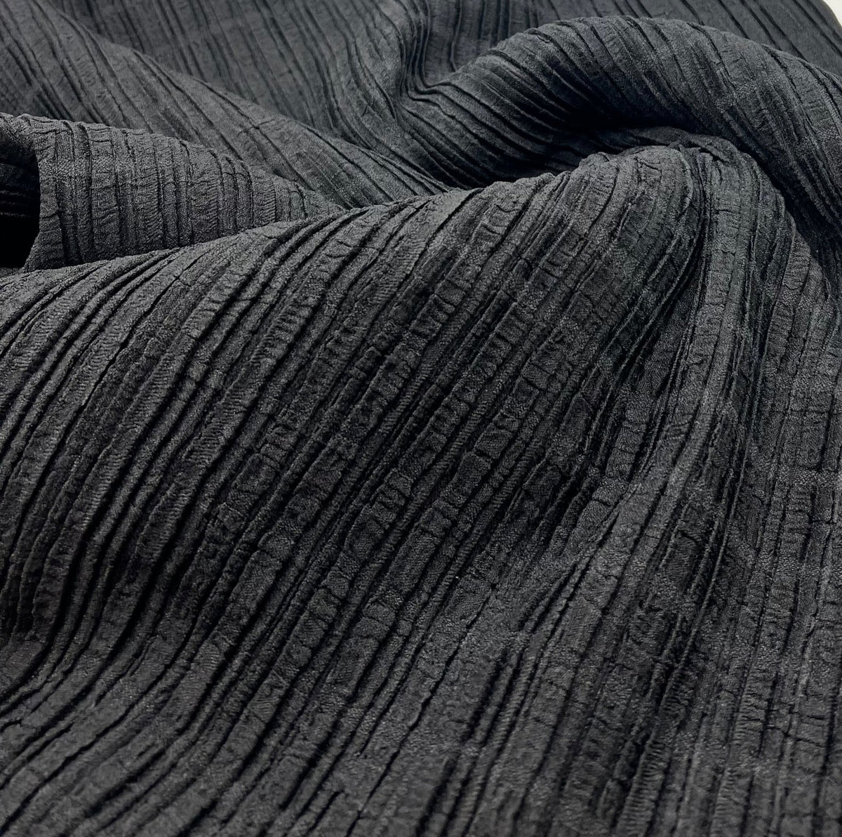Black Thick Textured 4 Way Stretch Fabric