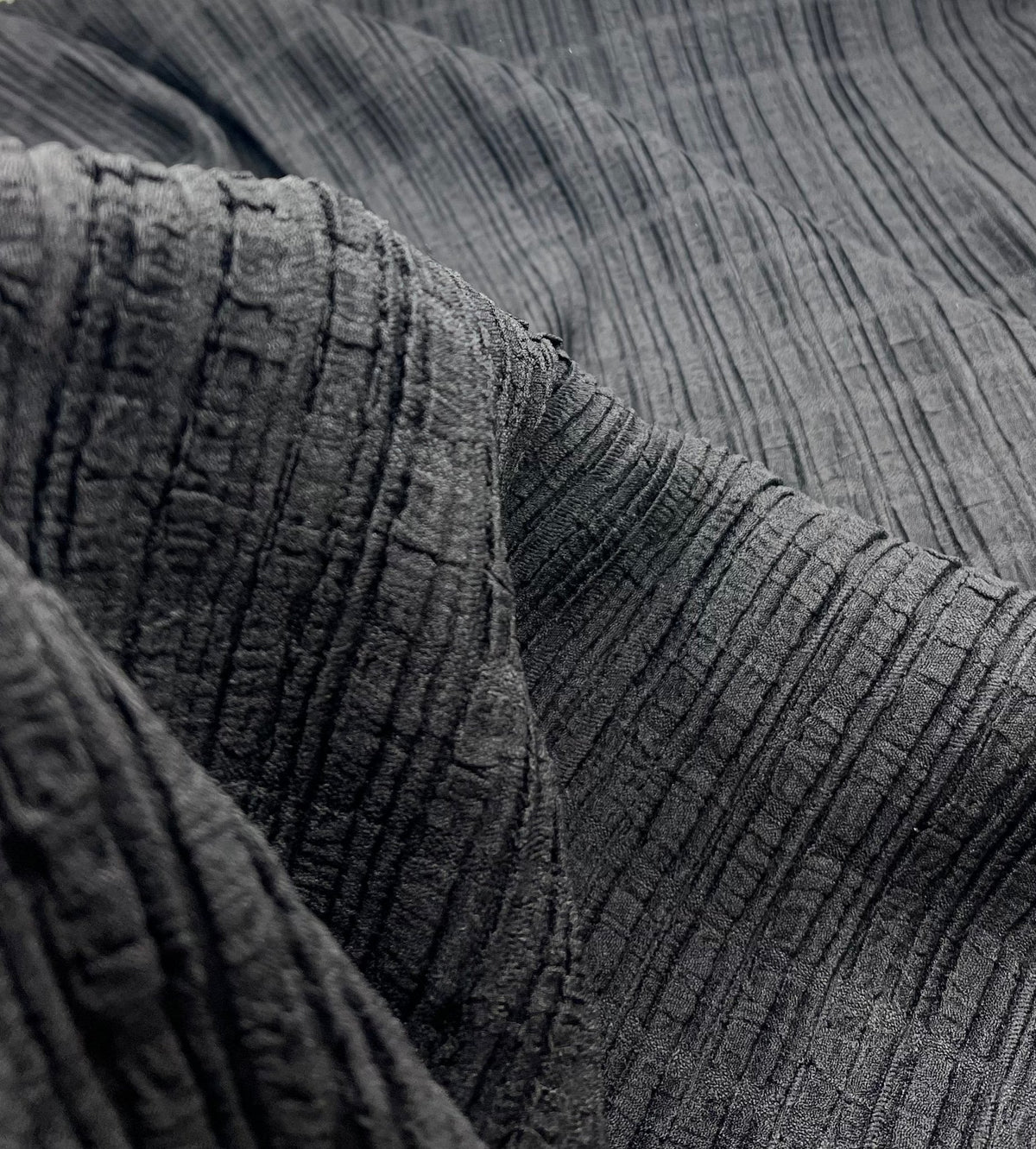 Black Thick Textured 4 Way Stretch Fabric