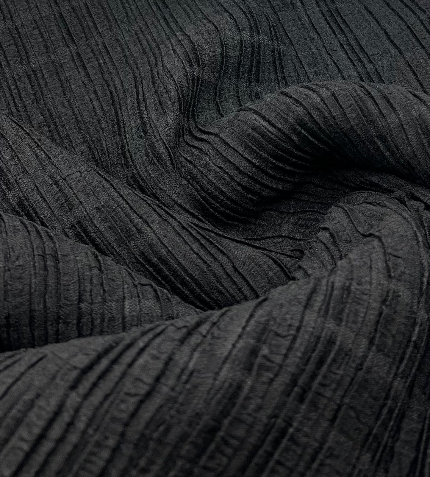 Black Thick Textured 4 Way Stretch Fabric