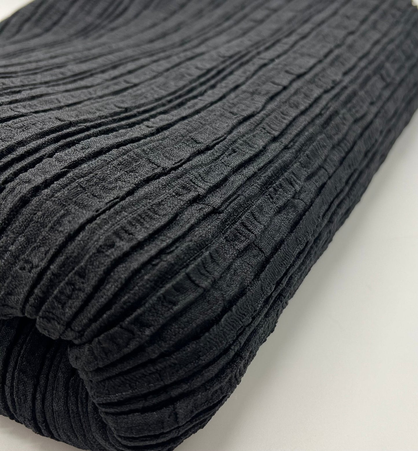 Black Thick Textured 4 Way Stretch Fabric