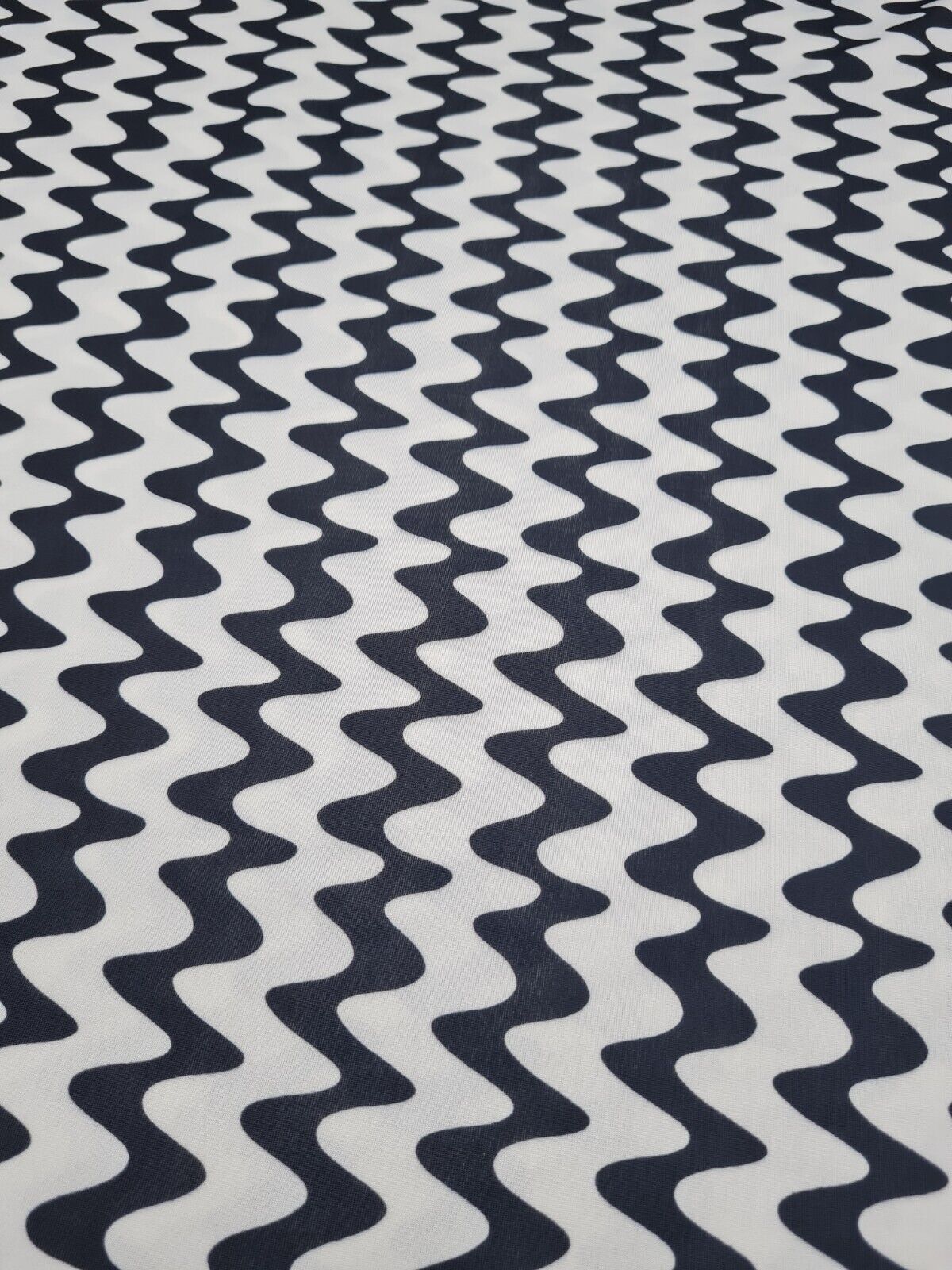 Black Vertical Wiggle Print Soft Touch Stretch Fabric