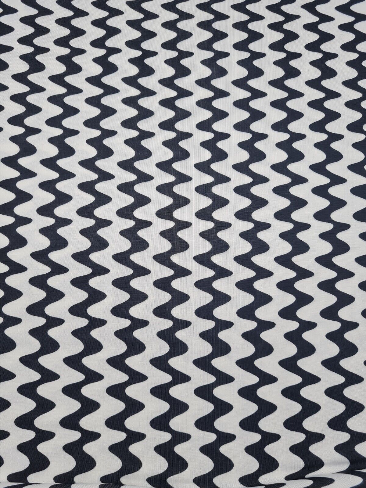 Black Vertical Wiggle Print Soft Touch Stretch Fabric
