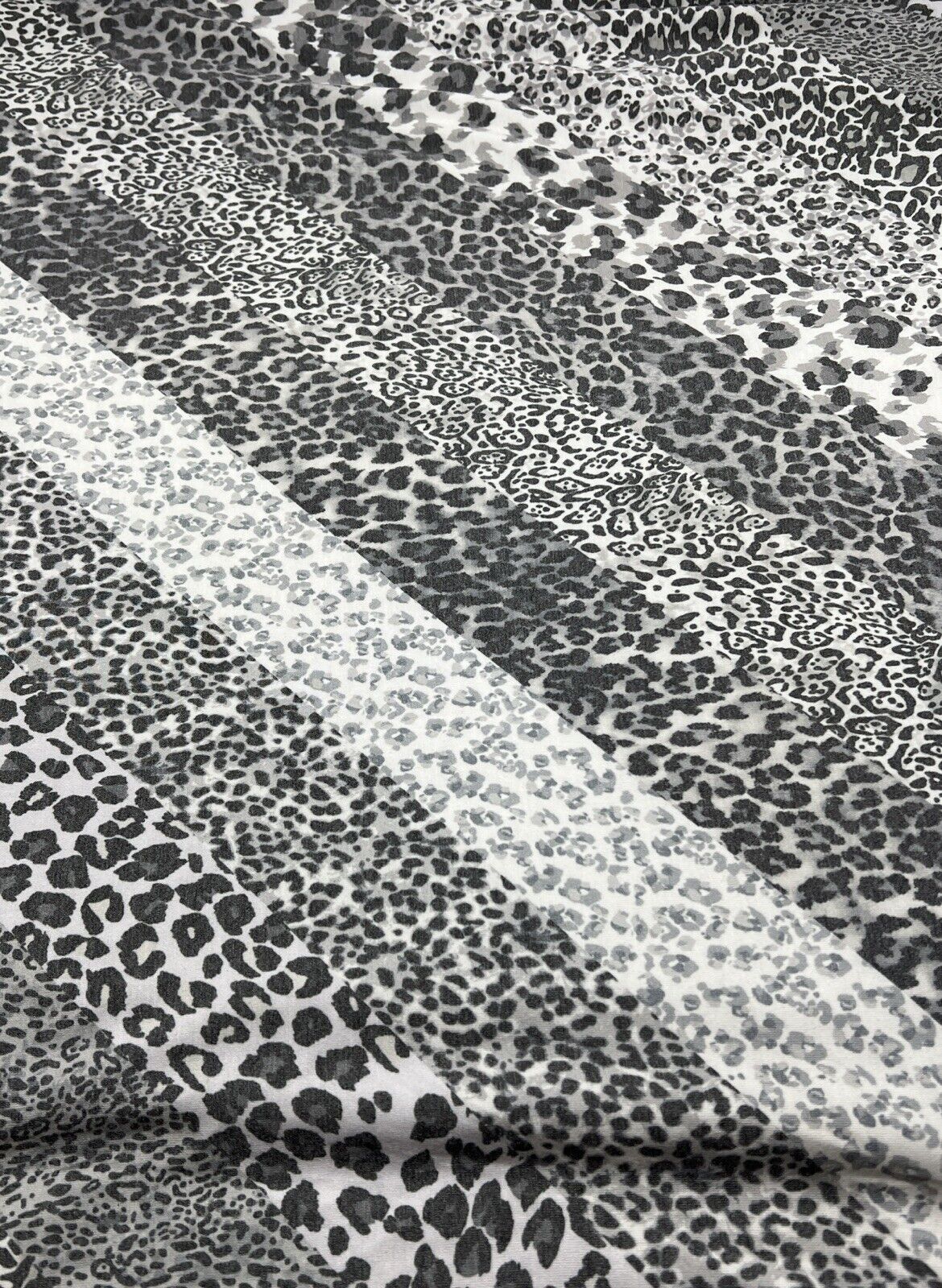 Black & White Animal Diagonal Print Viscose Elastane Fabric