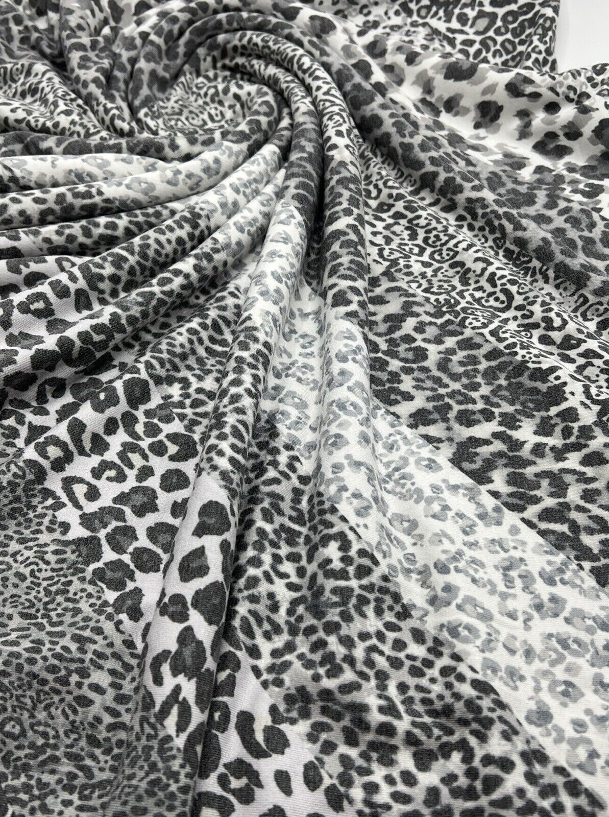 Black & White Animal Diagonal Print Viscose Elastane Fabric