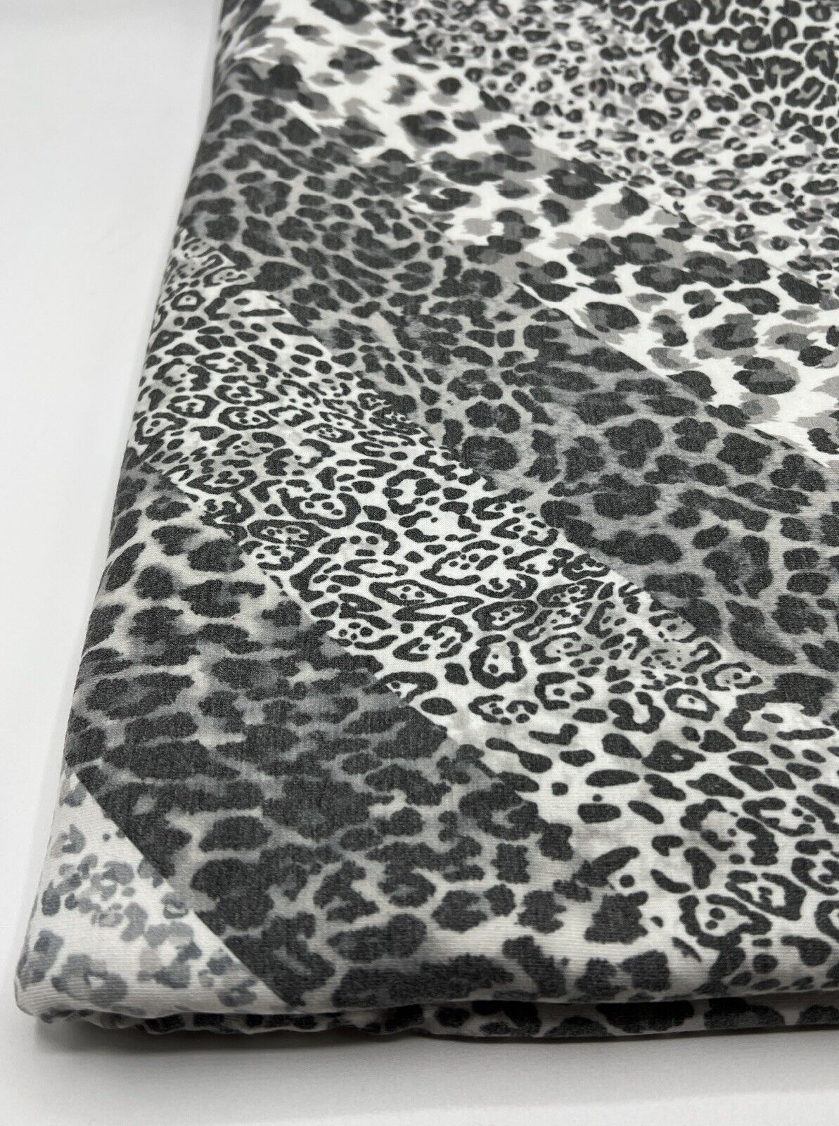 Black & White Animal Diagonal Print Viscose Elastane Fabric