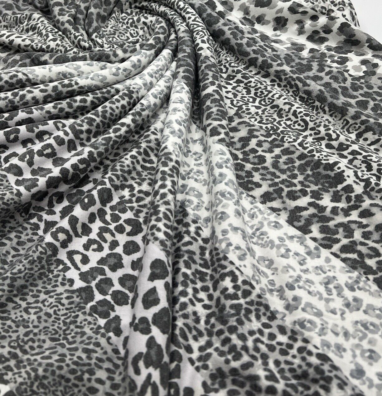 Black & White Animal Diagonal Print Viscose Elastane Fabric