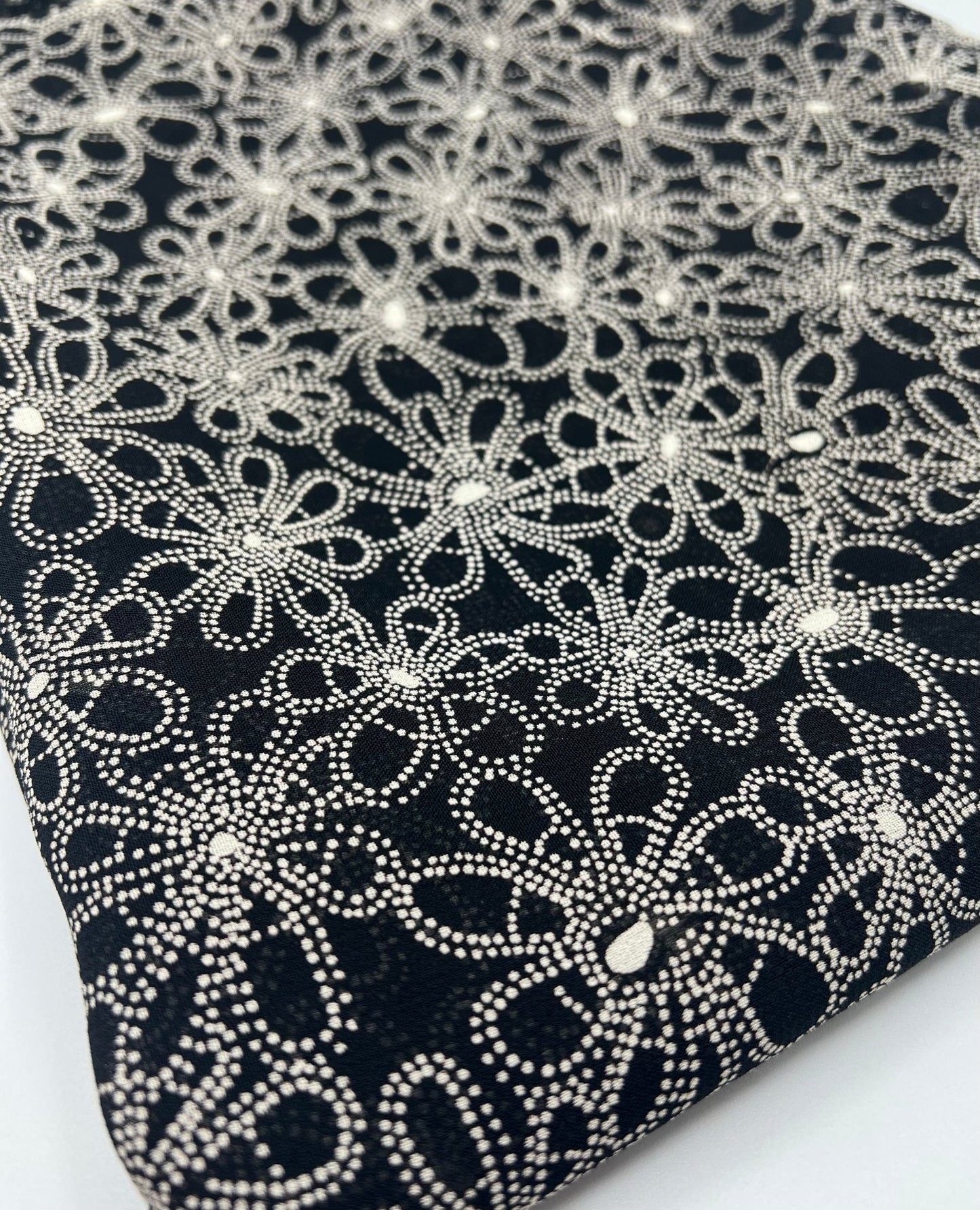 Black White Flower Printed Chiffon Dress Fabric