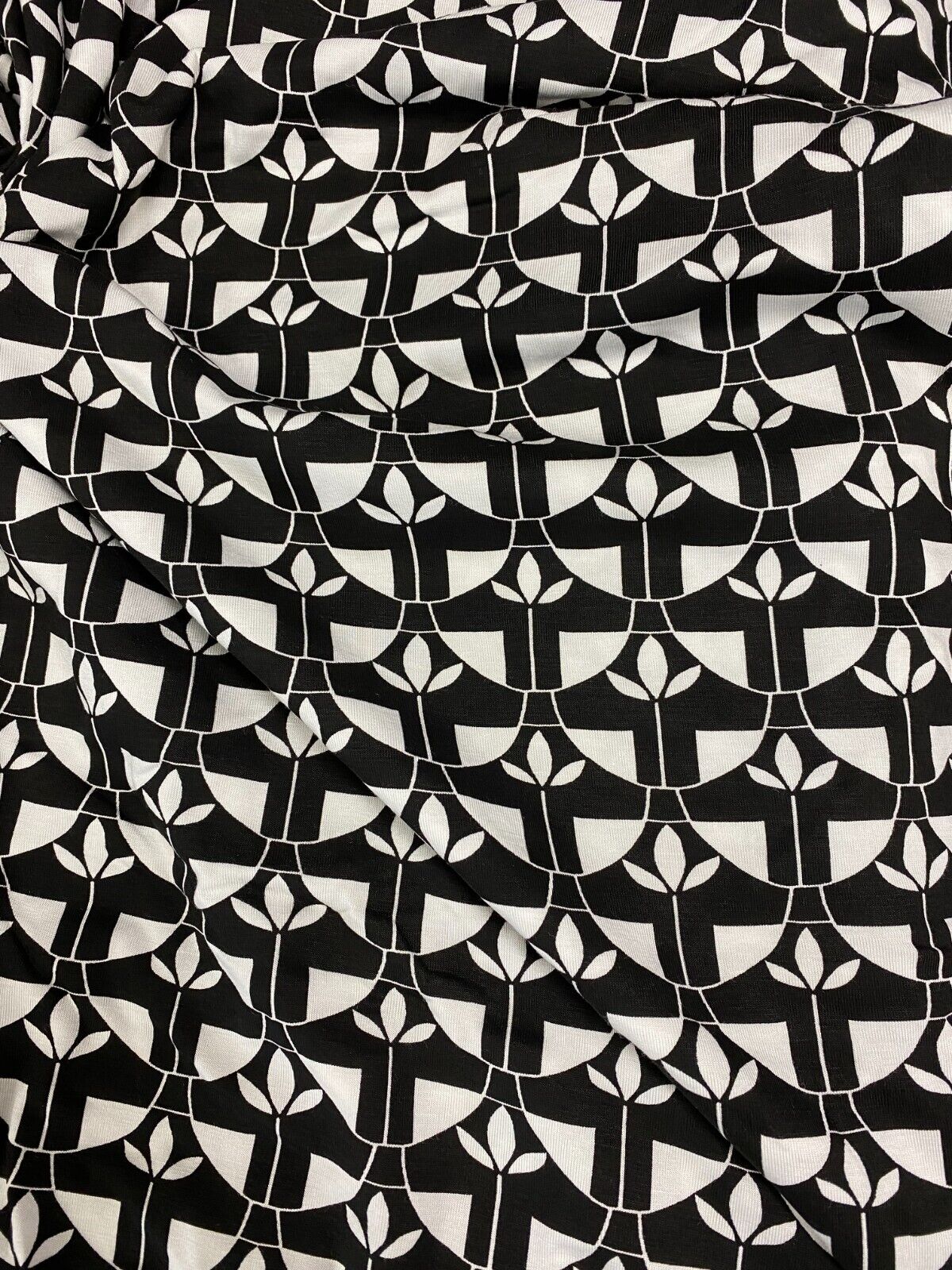 Black & White Geo Print Viscose Elastane Fabric