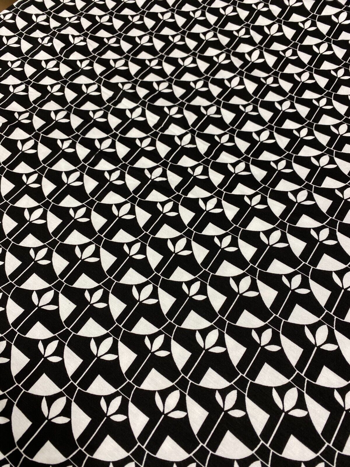 Black & White Geo Print Viscose Elastane Fabric