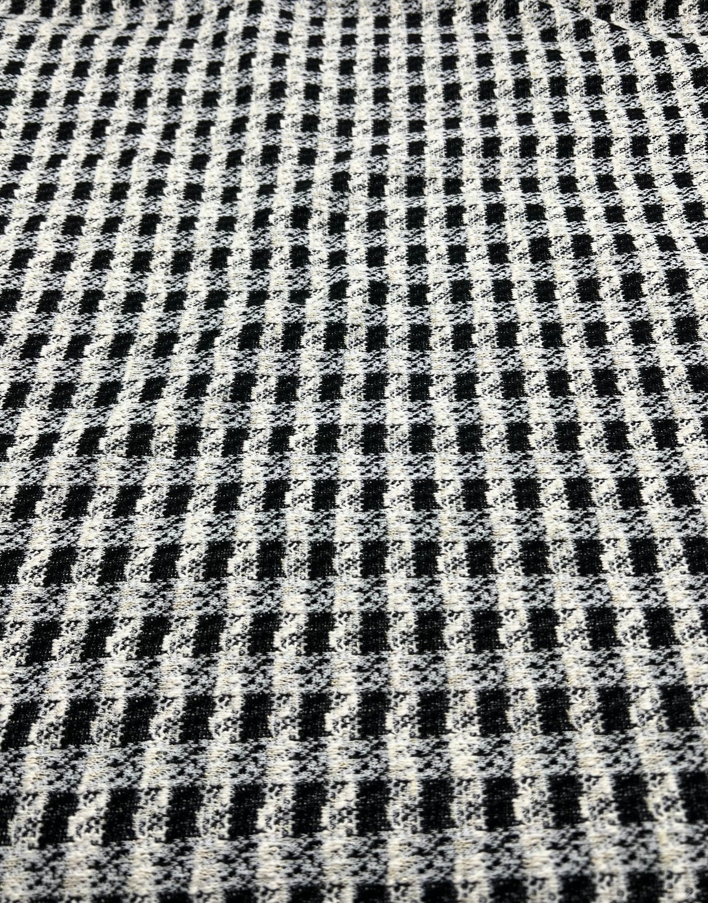Black White Gingham Gold Speckles Jacquard Stretch Fabric